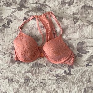 Pink lace bra